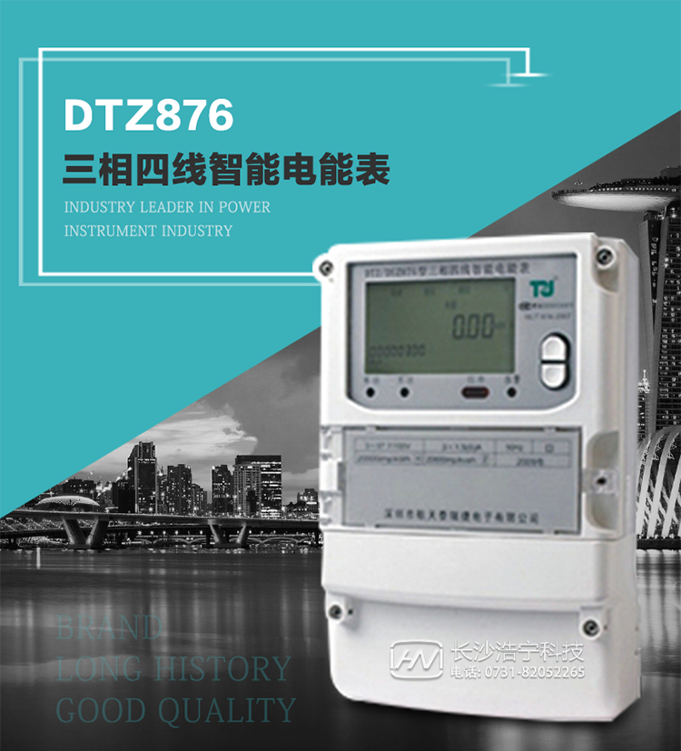 DTZ876型智能電能表是采用大規(guī)模集成電路，應(yīng)用數(shù)字采樣處理技術(shù)及SMT工藝，根據(jù)工業(yè)用戶實際用電狀況所設(shè)計制造的具有現(xiàn)代先進(jìn)水平的儀表。
該表性能指標(biāo)符合GB/T 17215.321-2008《交流電測量設(shè)備 特殊要求》第21部分靜止式有功電能表（1級和2級）、GB/T 17215.322-2008《交流電測量設(shè)備 特殊要求》第22部分靜止式有功電能表（0.2S級和0.5S級）國家標(biāo)準(zhǔn)和DL/T 614–2007《多功能電能表》標(biāo)準(zhǔn)，其通信符合DL/T645–2007《多功能電能表通信協(xié)議》的要求，并兼容DL/T645–1997《多功能表通信規(guī)約》的要求，可根據(jù)功能定制需求符合多功能電能表的各項技術(shù)要求。